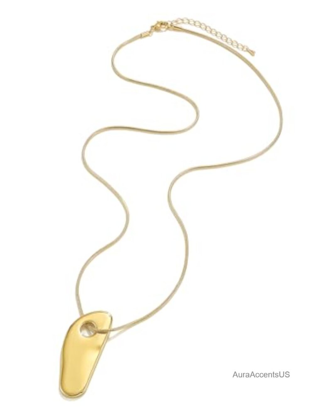 Leather Necklace Cord Boho Long Pendant Snake Chain Gold Tone Women